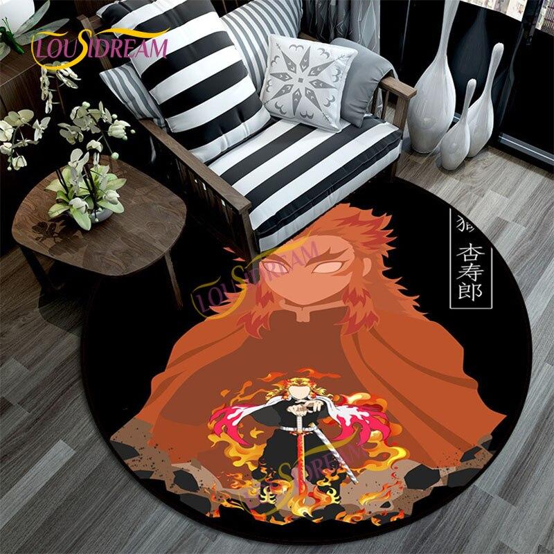 Коврик «Убийца демонов», 3D-печатный мультяшный напольный круглый коврик, коврик для стула для детской комнаты, украшение дома, моющийся ковер.
