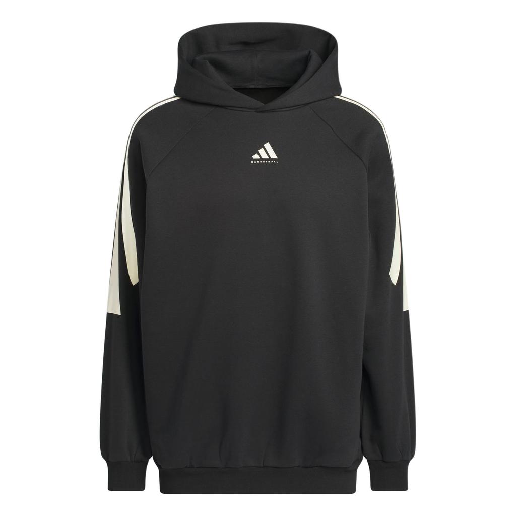 adidas Баскетбол Коллекция 2026 Глава 01 Флисовая толстовка с 3 полосками Унисекс Свободный крой Теплый Повседневный Топ Черный JZ7914