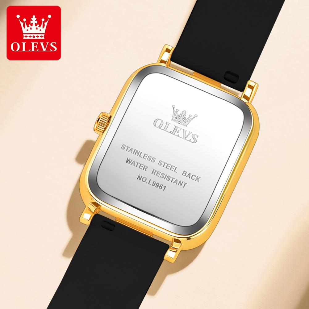 OLEVS Брендовые часы Квадратные кварцевые часы из силикагеля Нишевые модные водонепроницаемые женские часы Женские часы