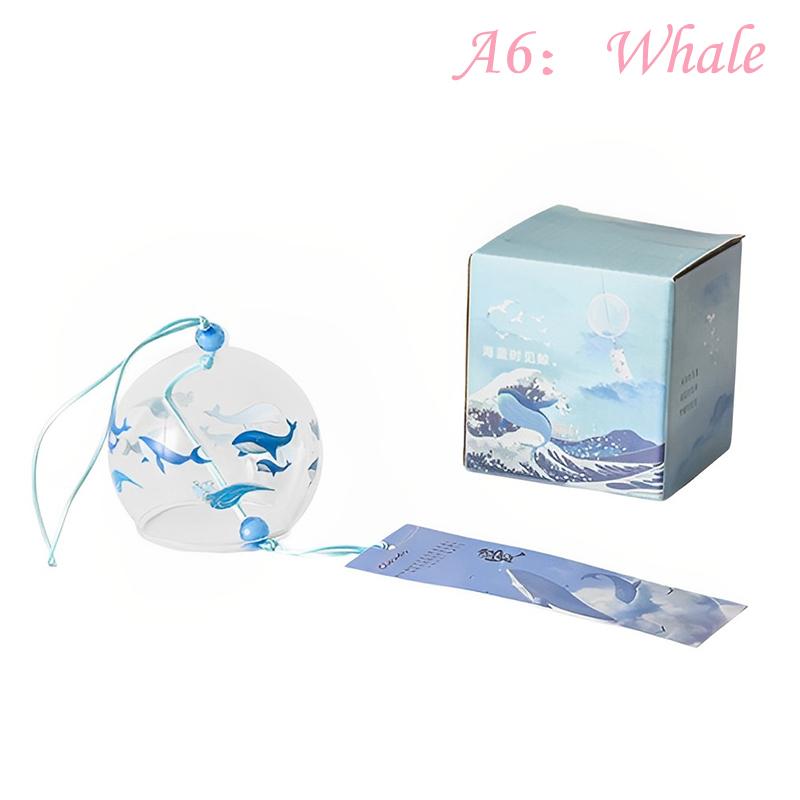 Japanese Wind Bell Sakura Pattern Wind Chimes Handmade Glass Furin Home Decor