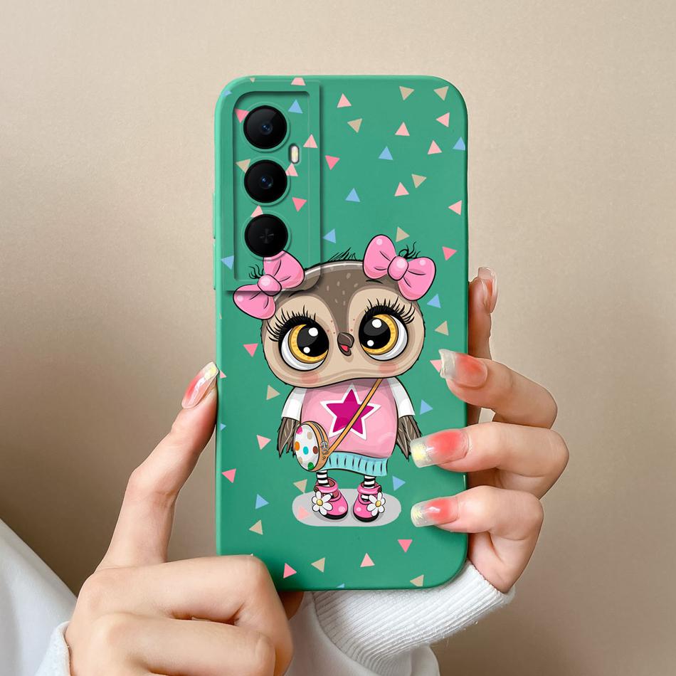 For Realme C65 4G Phone Case Butterfly Cat Ultra Thin Liquid Silicone Camera Protection Back Cover For Realme C 65 Funda Carcasa