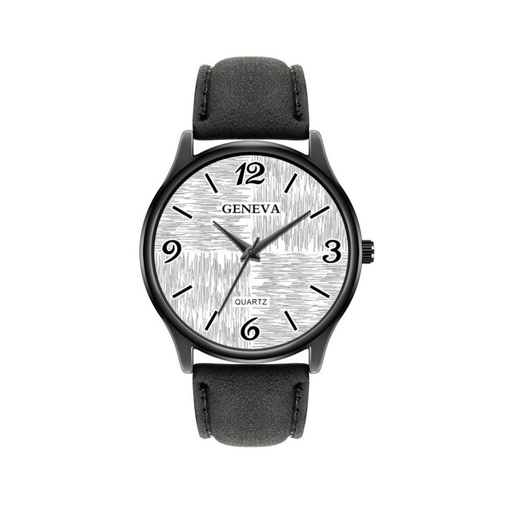 Men Student Fashion Leather Band Quartz Wrist Watch