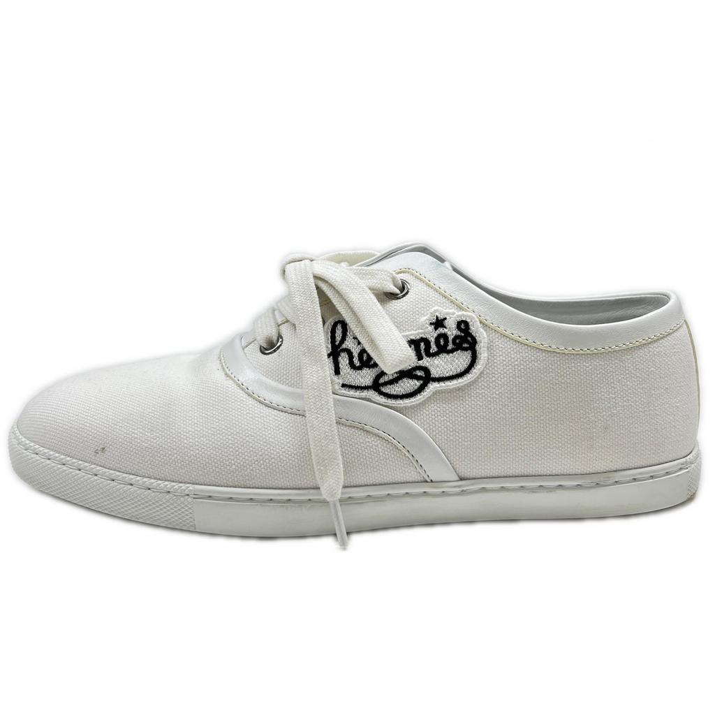 Отличные низкие кроссовки HERMES Innocent с вышивкой логотипа, белый канвас, Женские 37 241180Z Б/У