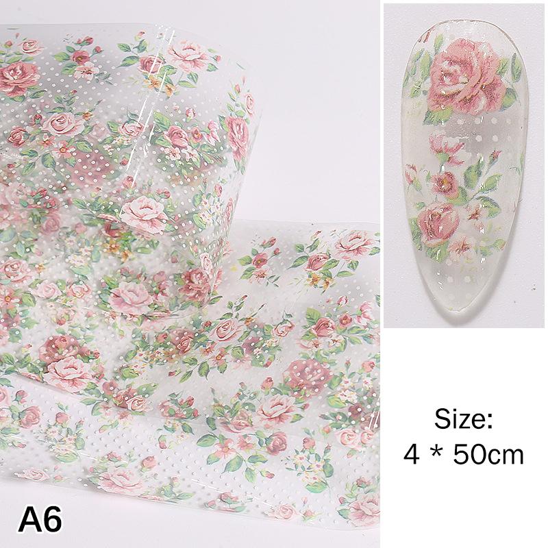 1Pcs 100cm Flower Rose Nail Transfer Foils Sticker Paper Floral Nail Wraps Tulip Nail Art Stickers Decals Nail Art Decorations