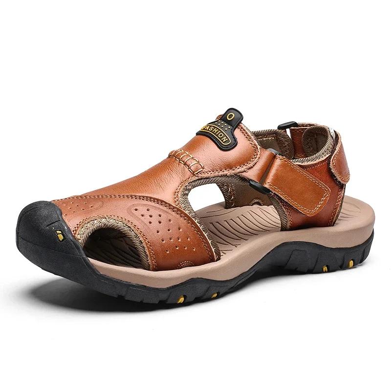 2025 New Man's Shoes Genuine Leather Men Sandals Summer Men's Shoes Outdoor Water Shoes Leather Sandals For Men