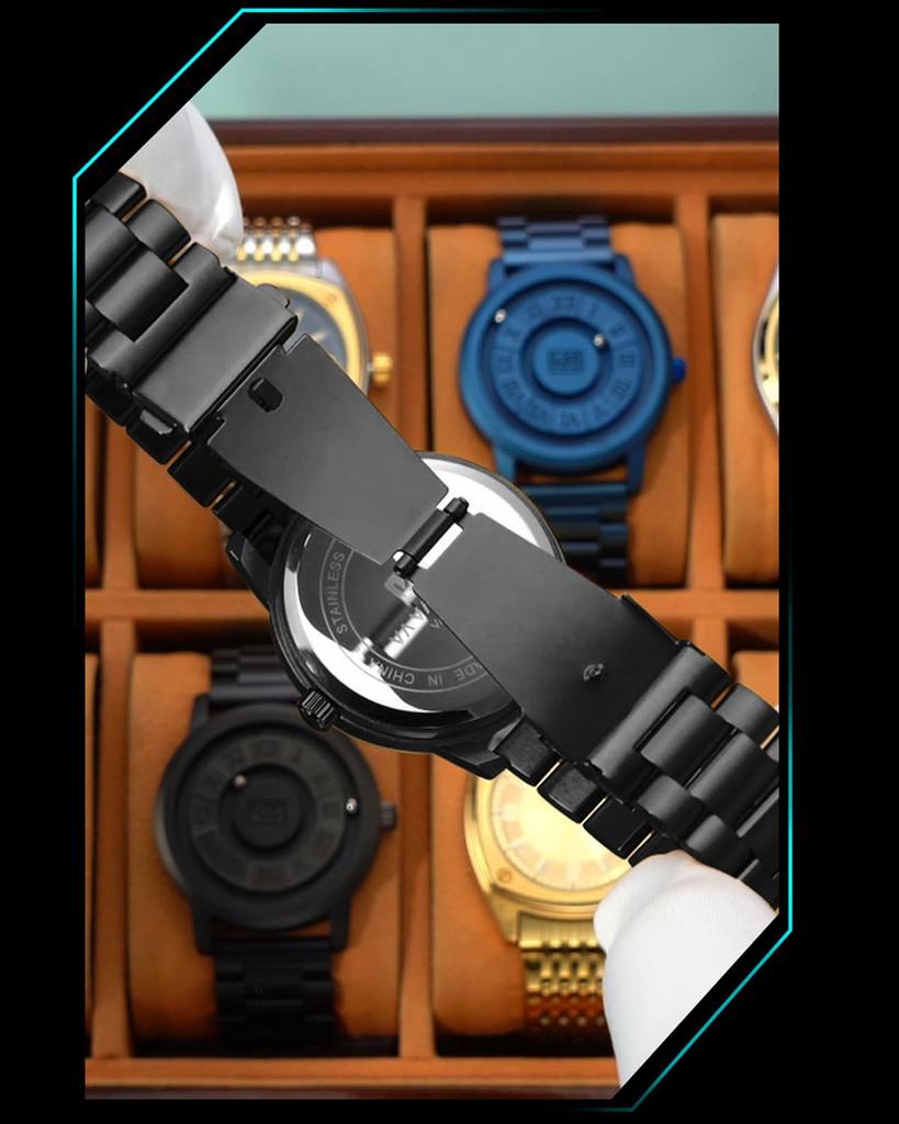 Представляем мужские наручные часы с магнитным плавающим шариком, часы в стиле Black Tech, сочетающие дизайн и функциональность. (2901H)