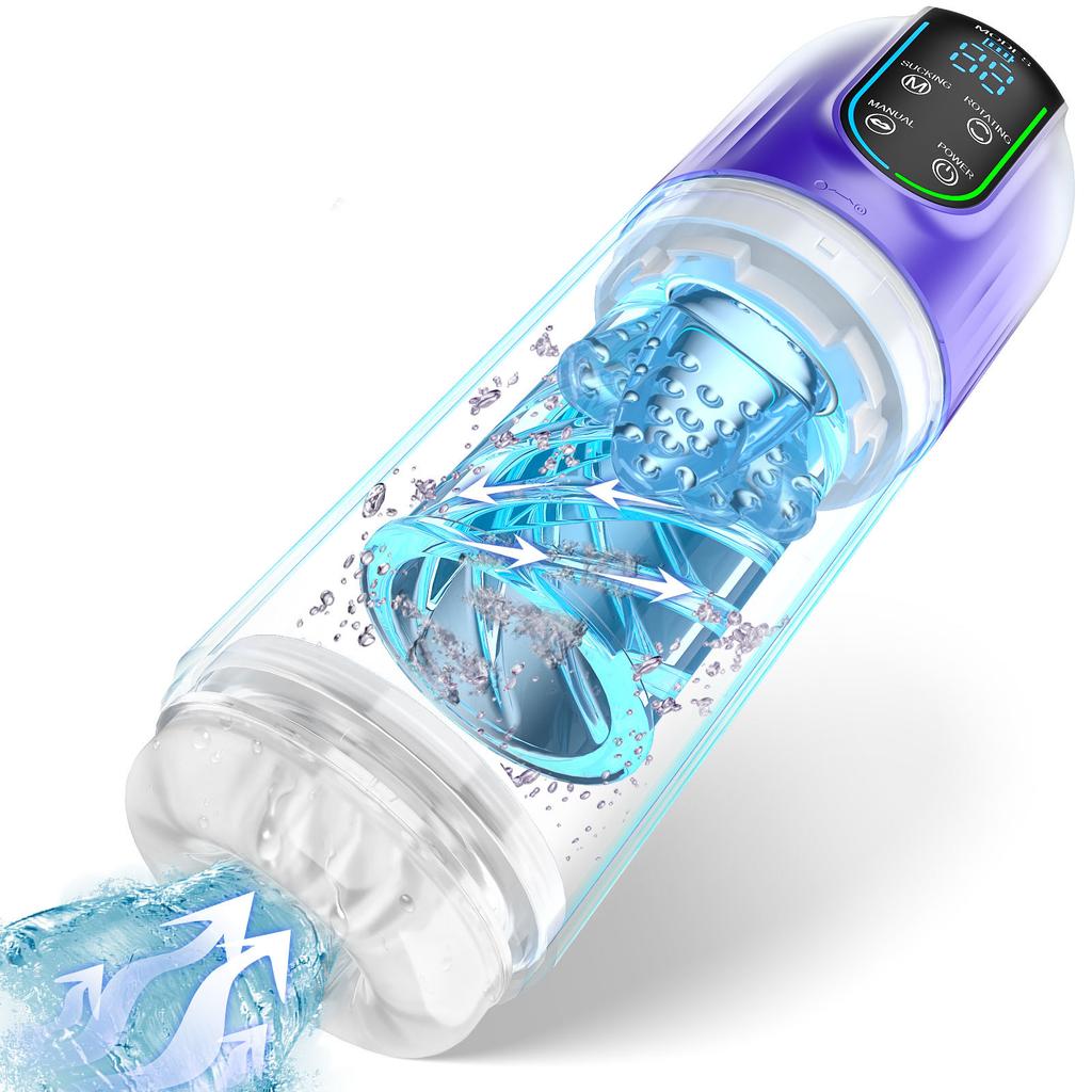 2025 Новые автоматические мужские мастурбаторы LED 7 вращающиеся сосущие вода СПА настоящая киска взрослая мастурбационная чашка секс-игрушки для мужчин минет машина