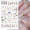 Flower Leaf Lines 3D Nail Stickers Autumn Winter Transfer Slider Nail Art Decals Manicure Decoration