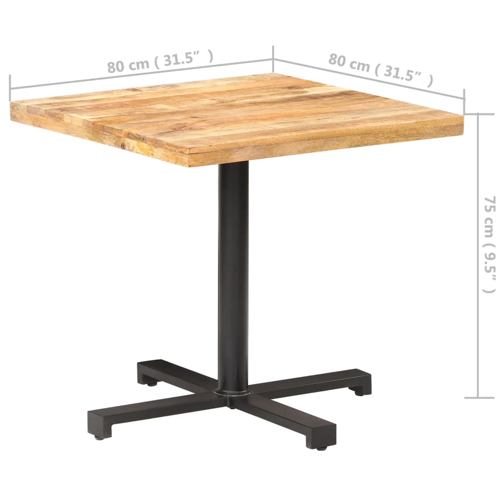 Bistro Table Square 80 x 80 x 75 cm Rough Mango Wood