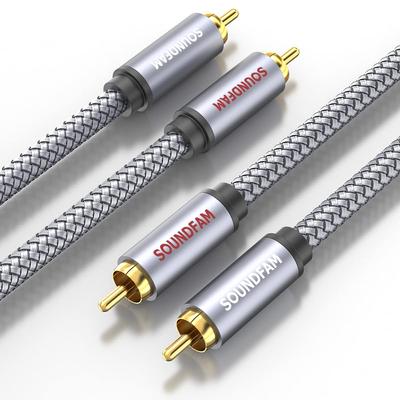 SOUNDFAM RCA Аудио Стерео Кабель для Сабвуфера Штекер-2x1 для Домашнего и Автомобильного Аудио (2 Мужских, Метр) - Серый, Красный/Белый, Театр, HDTV, Усилители, Hi-Fi