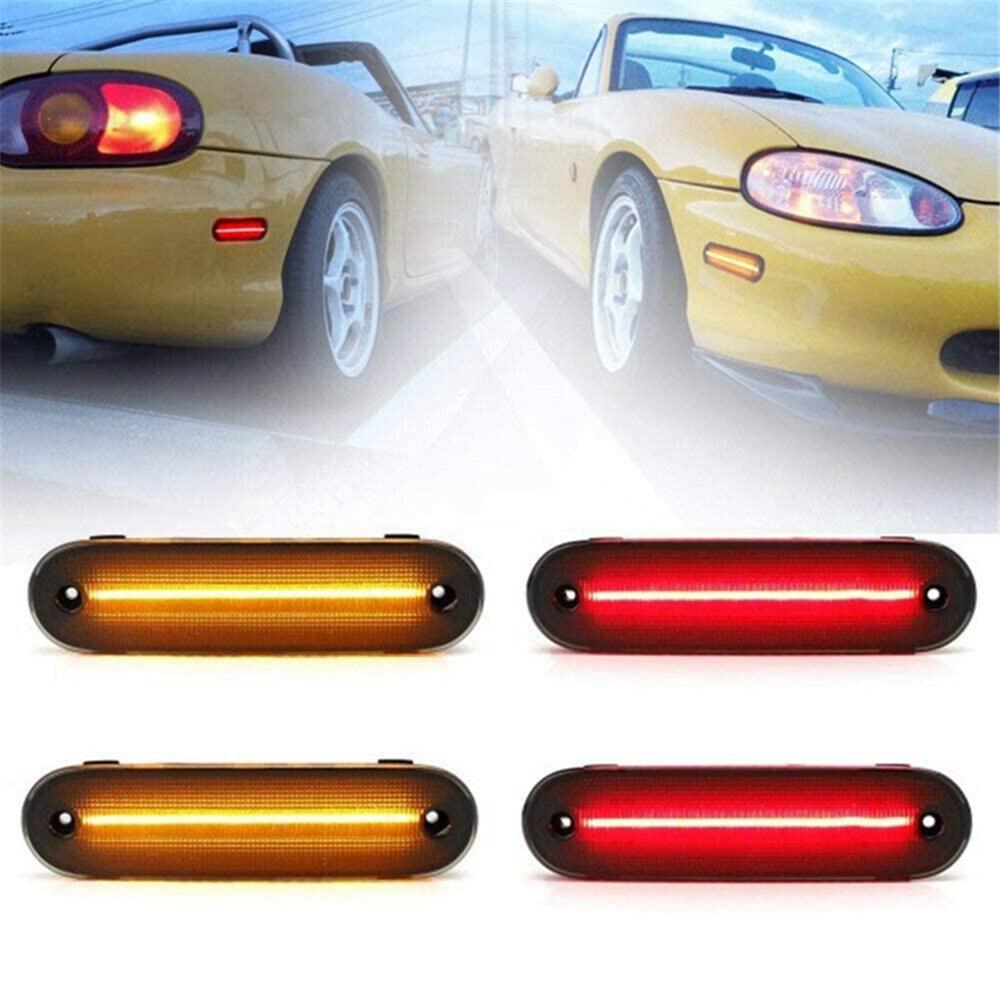 4x Smoked Lens LED Side Marker Light Amber+Red For Mazda MX-5 99-05/Miata 90-97