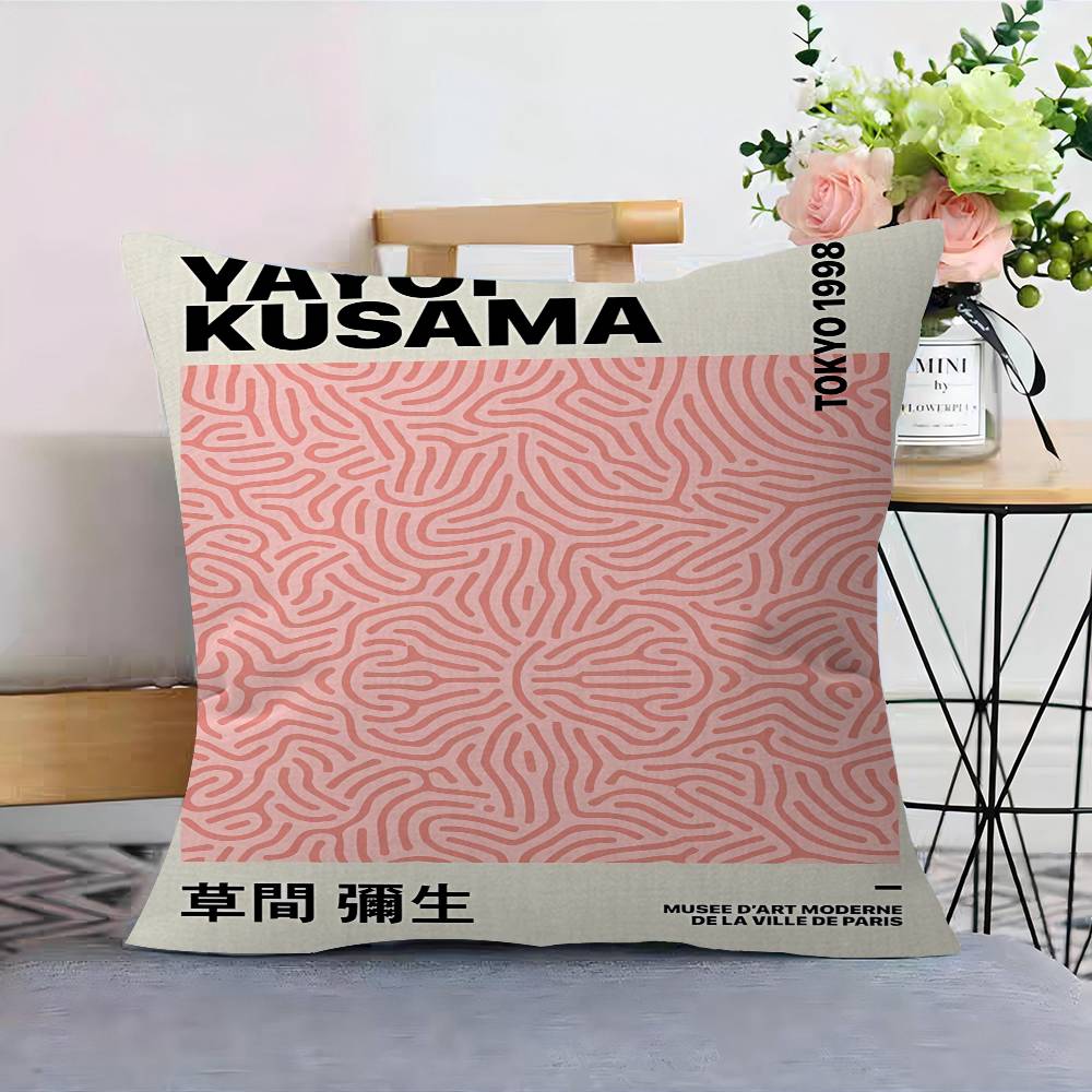 KKusamas YYayoi Art Cushion Cover Polyester Sofa Cushions Decorative Throw Pillows Home Decoration Pillowcover