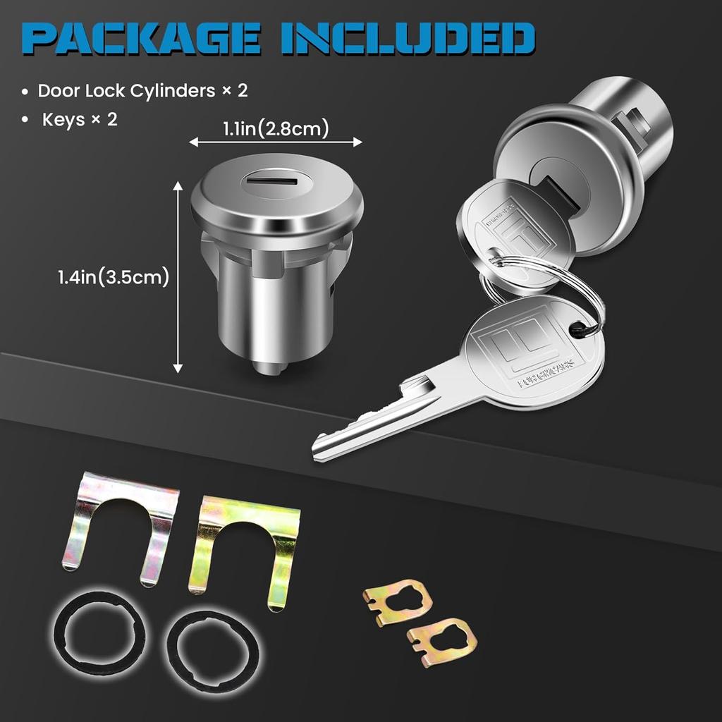 2PCS Door Lock Cylinder Set Front Left/Right,Compatible With Chevrolet Truck C10 C20 C30 GMC 1500 2500 3500 1965-1987 SUV Blazer Jimmy Suburban Van