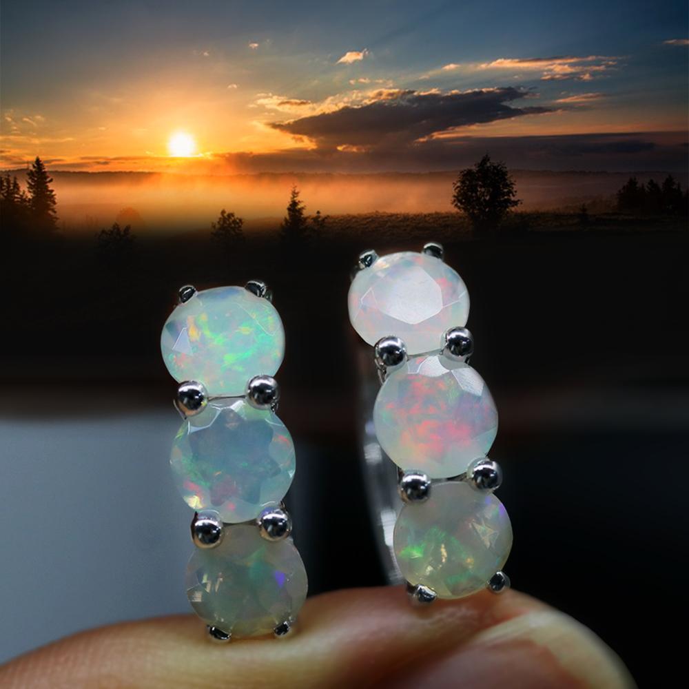 Простые элегантные серьги-клипсы с опаловой застежкой, круглые 6 мм, 3,5 карата, с натуральным драгоценным камнем, изящные ювелирные изделия для женщин, мамы, хороший подарок на день рождения, вечеринку