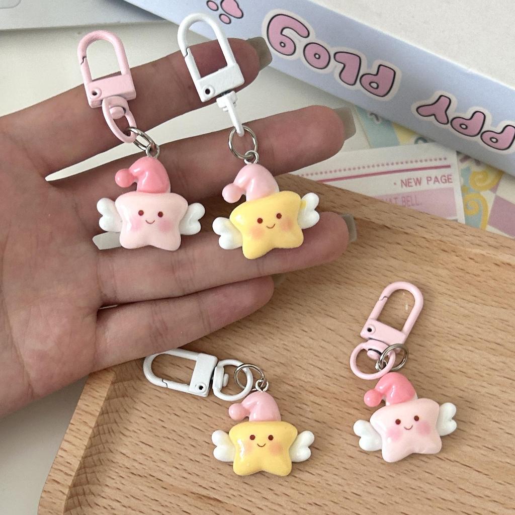 Брелок «Крылья ангела»: Милая мультяшная подвеска в виде пятиконечной звезды - Идеально подходит для лучших друзей или пар