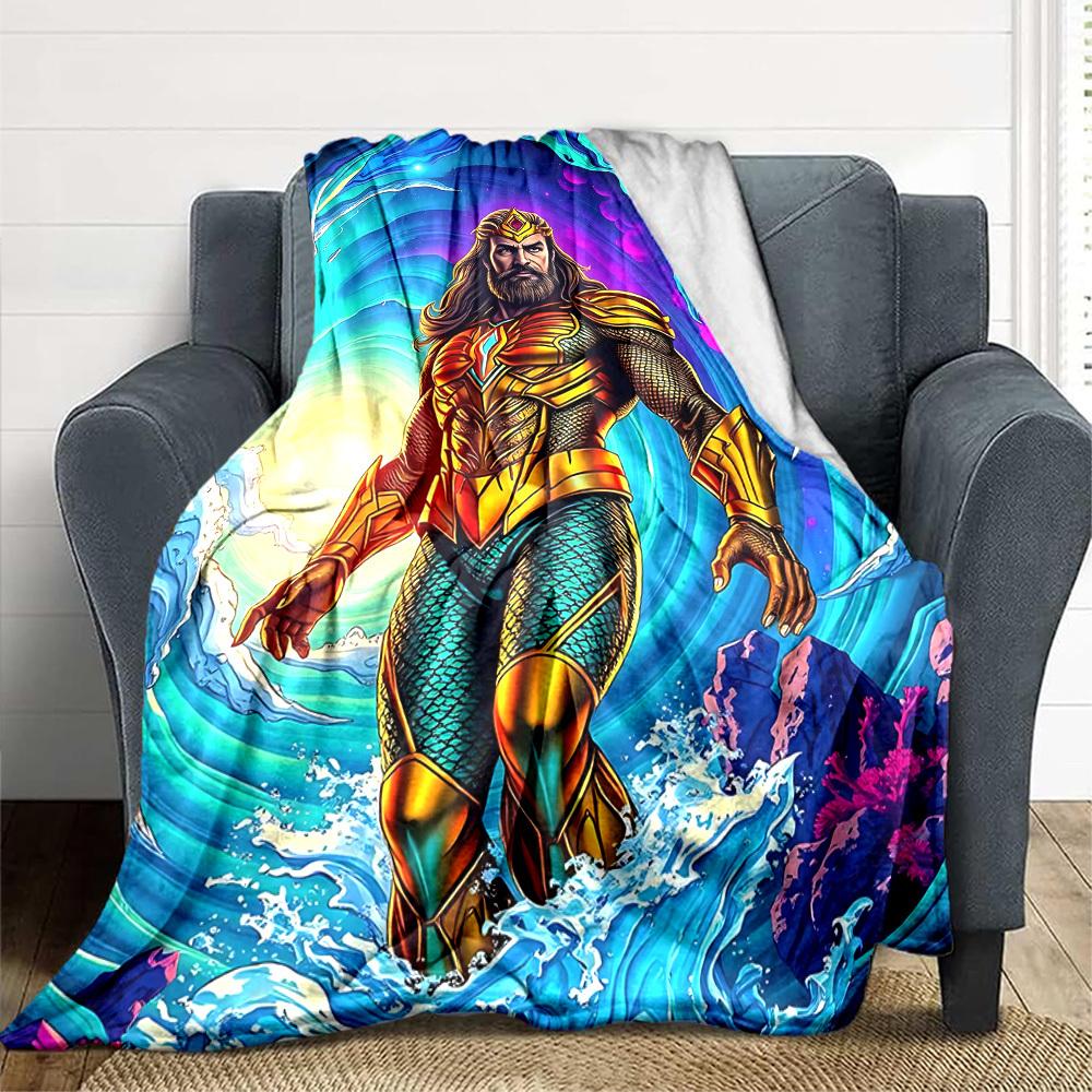 1pc Aquaman, Sea Kingdom Blanket | Polyester Fiber, All-Season Comfort for Sofa, Bed, Office, Car, Camping, Ideal Home Decor & Gift, Office Comfort yy