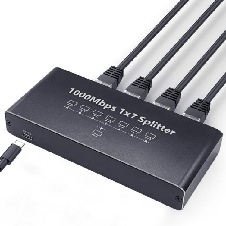 Высокоскоростной 7-портовый концентратор-разветвитель RJ45 Ethernet, поддержка передачи данных 1000 Мбит/с, корпус из АБС-пластика