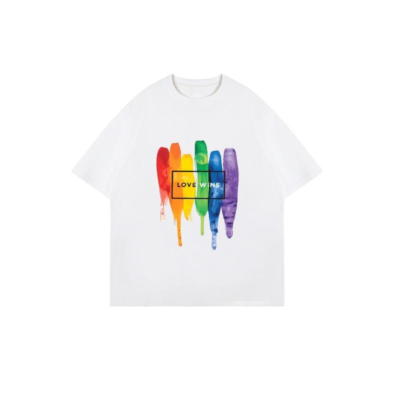 Oversized T Shirt Black Rainbow Paint Drip Love Wins Print Casual Wear For Women Summer Streetwear Fashion Statement Top