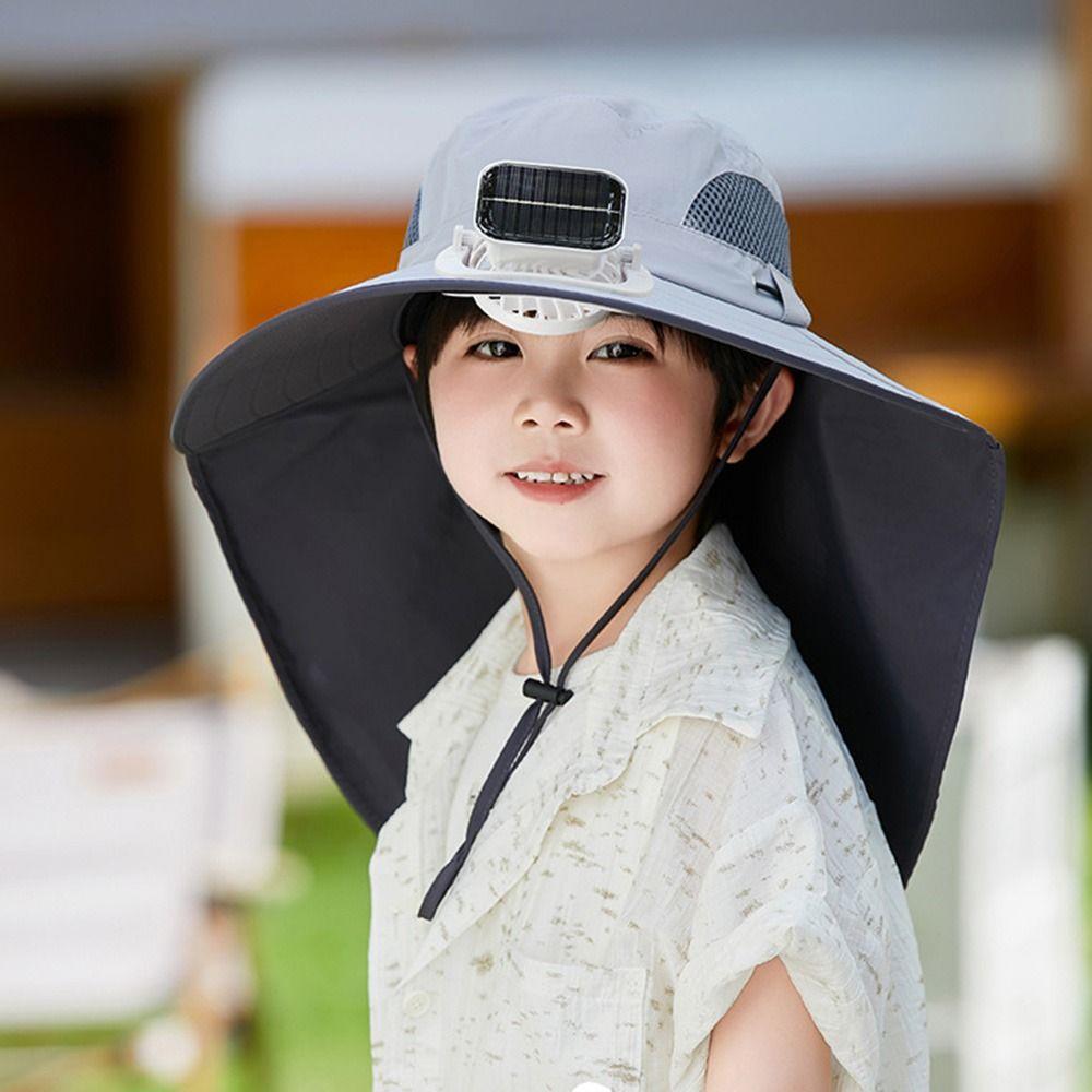 USB Charging Children's Solar Fan Hat Waterproof Sunshade Fan Cap Portable Summer Cooling Hat  Boys