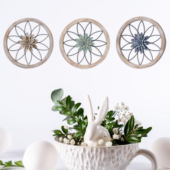 3 шт. Декор для стен в фермерском доме, деревянные деревенские цветочные украшения, настенное художественное украшение для гостиной, спальни, столовой