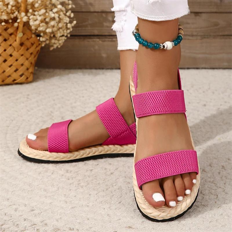 Модные плоские сандалии 2024 года, летние, противоскользящие и износостойкие, прямые, с удобным дизайном, сандалии Zapatos Mujer