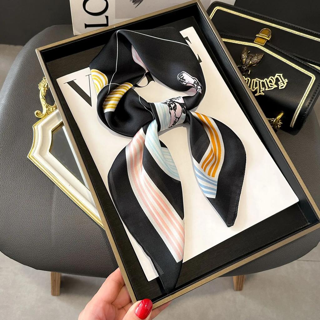 Новая Мода Роскошный Шелковый Платок Бандана Женские Повязки для Волос Квадратные Шарфы Галстук на Шею Шарфы для Сумки Сатиновый Женский Платок Повязка на Голову