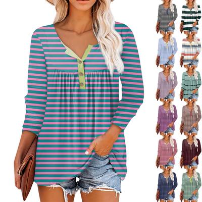 Летняя женская мода, повседневная блузка с круглым вырезом и рукавами 3/4, пуловер с принтом