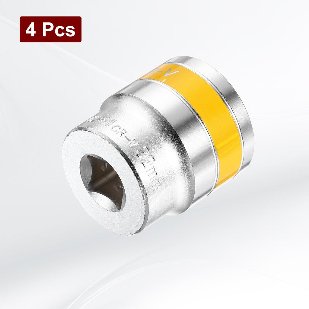 Uxcell Impact Socket Wrench Ratchet SQ Hex Mirror for Clutch for Automotive and Repair Set, Wrench, 12.7mm (1/2") Drive, 32mm, 5-Piece Set, Socket,