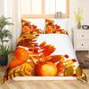 Thanksgiving Day Pumpkin King Queen Bedding Set Kids Cartoon Autumn Duvet Cover Fall Leaf Comforter Cover Polyester Quilt Cover