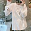 Весна и осень Новая белая футболка женская с длинными рукавами средней длины хлопковый топ базовая рубашка