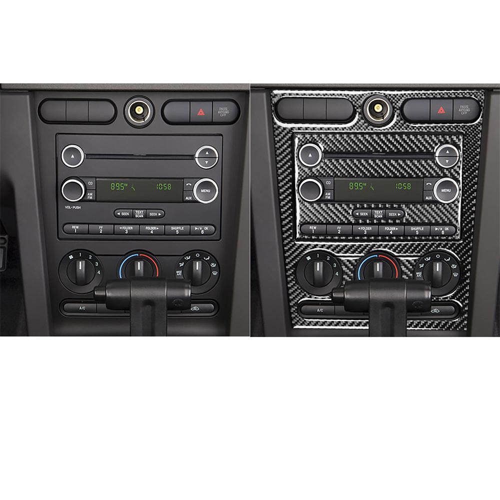 For 05-09 Ford Mustang Carbon Fiber Dash Console Radio Control Panel Cover Trim