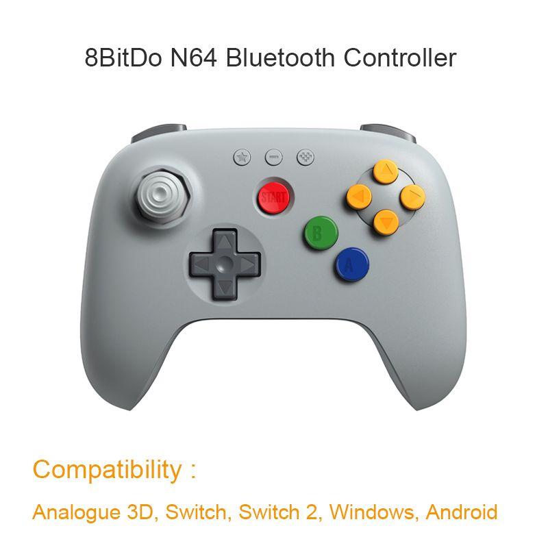 8BitDo 64 Wireless Game Controller with Hall Effect Joystick, Bluetooth and USB (Model 80NE16)
