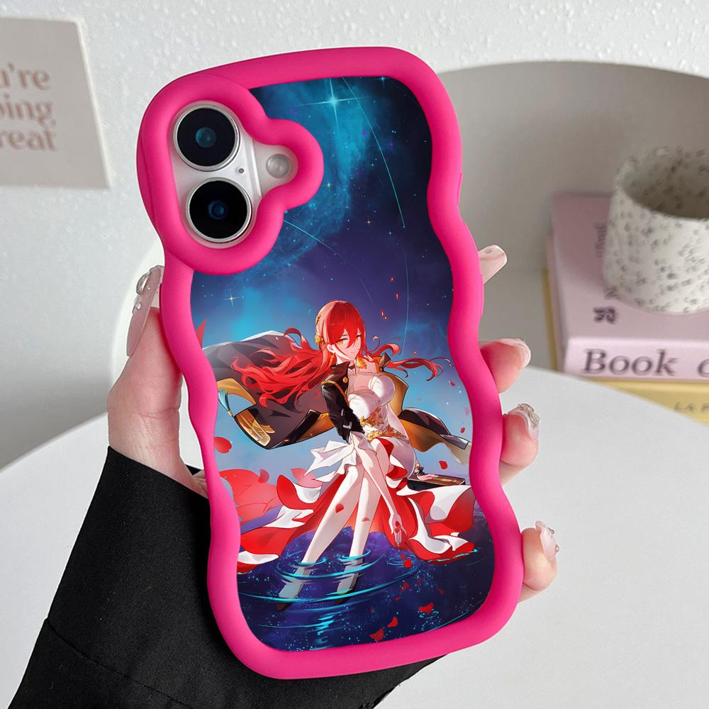 HSR Himeko Чехол для мобильного телефона из ТПУ с волнистым краем для iPhone 17 16 15 14 13 12 11 Air Pro Max Plus Цветная крышка
