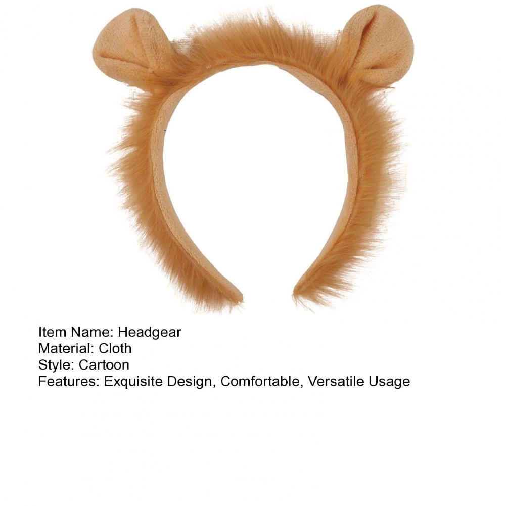 1/3/4Pcs Lion Costume Set for Youth Adult Halloween Cosplay Soft Plush Headband Tail Gloves Nose Kit Animal Theme Party Dress-Up