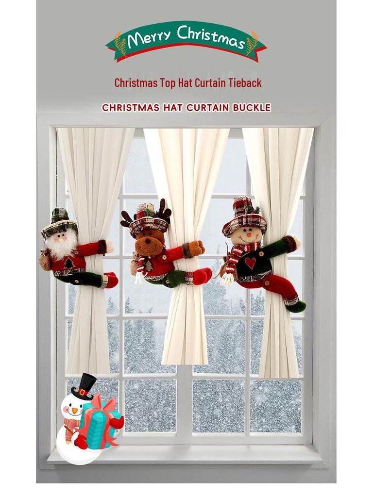 Клетчатый Рождественский Лес Старик Подхват для Штор и Дверной Подвес Декор