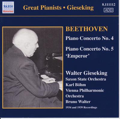 CD ГИЗЕКИНГ/БЁМ/ВАЛЬТЕР - Концерт для фортепиано 4+5 8111112 Naxos Historica 2006 Европа Классика Б/У
