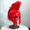 Roman Corinthian Helmet Hand Painted With Red Feather Handcrafted Metal Battle Armor