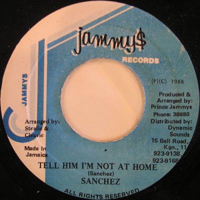 7-дюймовая пластинка SANCHEZ - Скажи ему, что меня нет дома НЕТ Jammy's Records 1988 Ямайка Регги, Ска и Даб Б/У