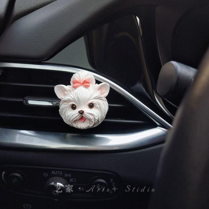 Maltese Dog Car Perfume Aromatherapy Car Air Conditioner Vent Decoration Dog Diffuser Stone Fragrance with a High-End Feel