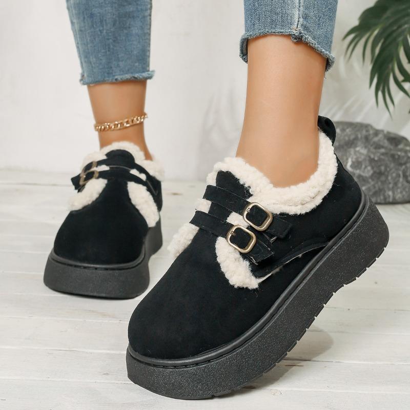 Женские туфли на платформе Birkenstock, зимние мокасины с плюшевой подкладкой, увеличивающие рост пушистые зимние ботинки для женщин