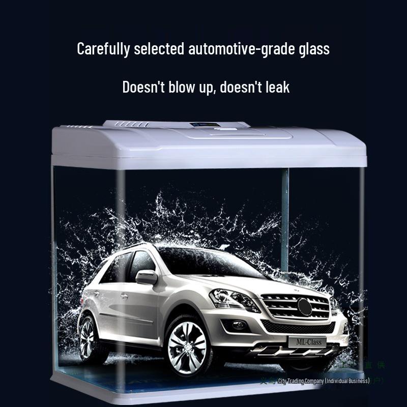 2024 Настольный прямоугольный стеклянный аквариум - Экологичный, Легкая смена воды, Идеально подходит для гостиной и маленьких золотых рыбок