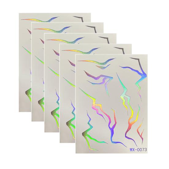 jijijing 5 Sheets Holographic Lightning Tattoos, Waterproof Flash Temporary Stickers, Full Color Body Art for Festival Party