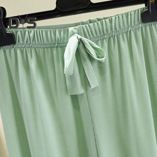 Женский комплект пижамы Ice Silk с короткими рукавами и широкими штанами, комплект летней ультратонкой двухкомпонентной пижамы для дома и сна
