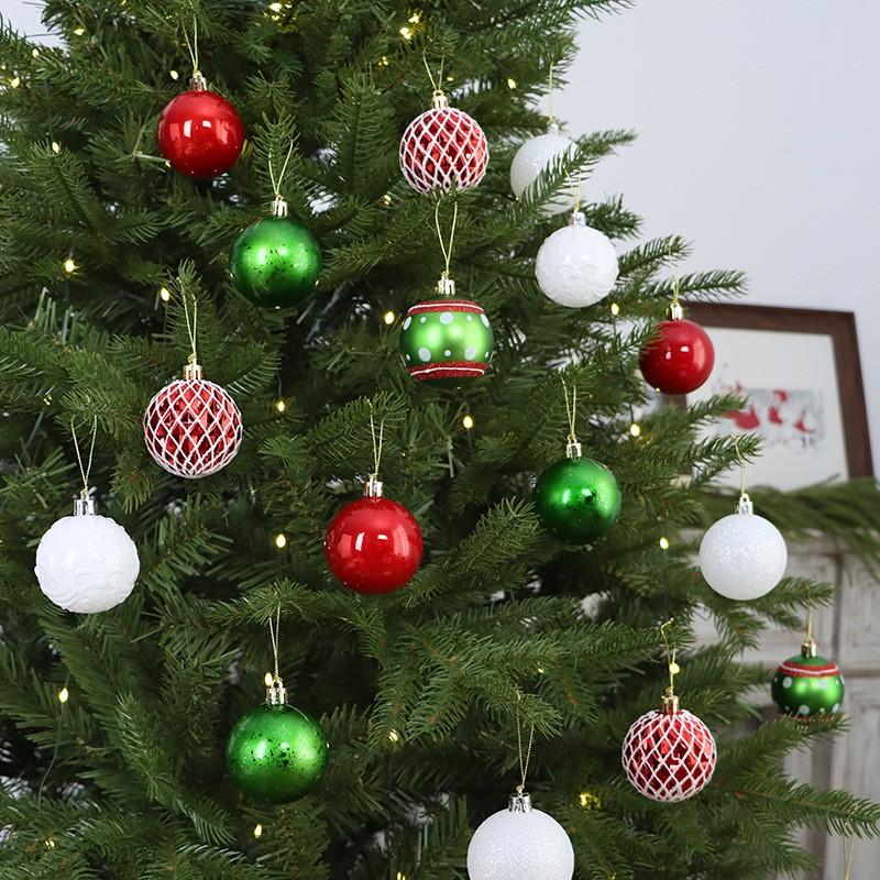24pcs 6cm Plastic Painted Christmas Ornaments Set Tree Decorations Holiday Party Home Festive Decor