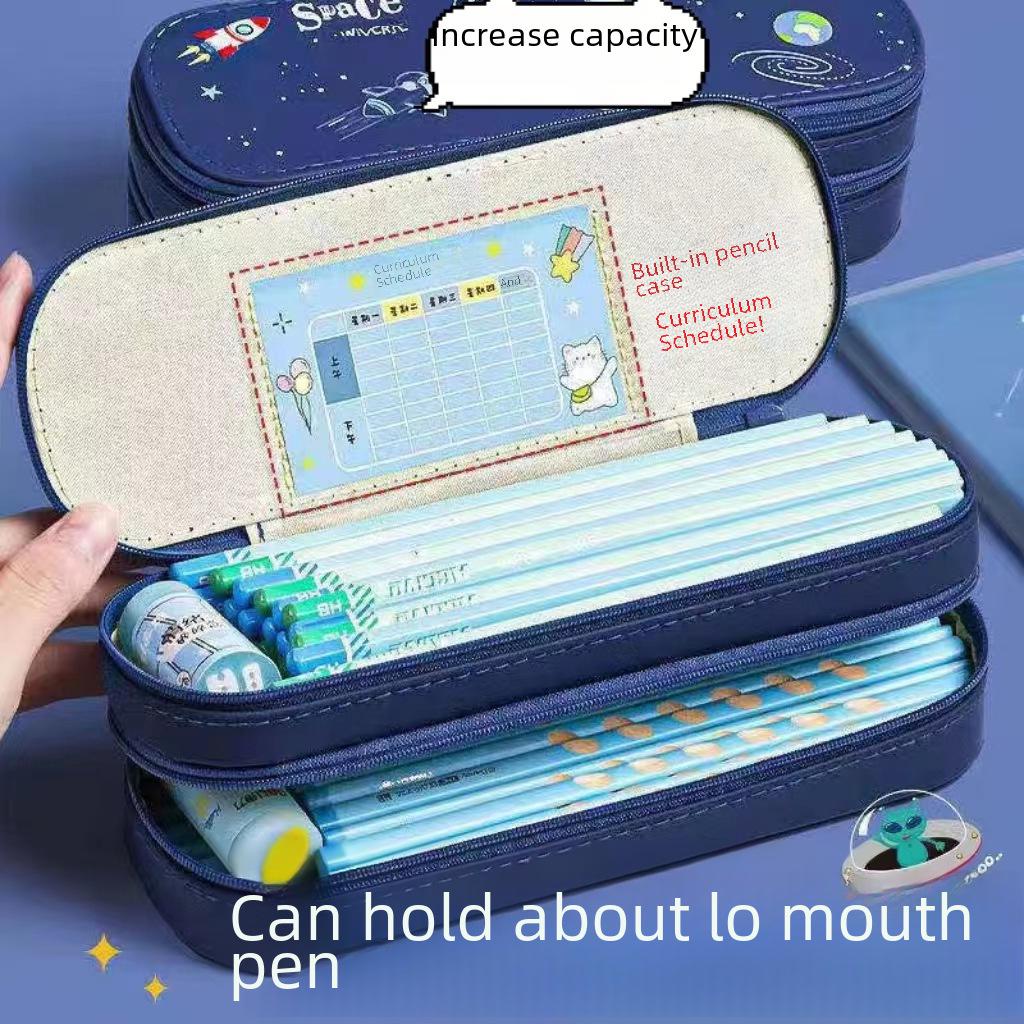 Пенал для карандашей Astronaut большой емкости - космическая тематика, дизайн ракеты, толстый, водонепроницаемый, устойчивый к грязи
