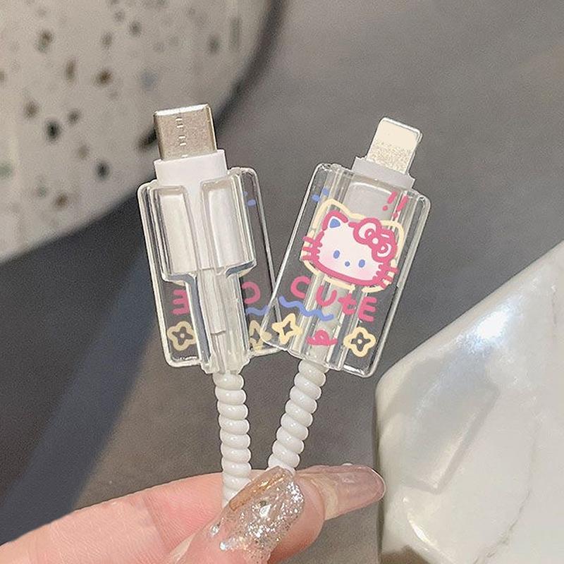 Sanrio Hello Kitty Мультяшный Милый Зарядное Устройство Для Телефона И Защита Кабеля Защитный Чехол Для Адаптера Зарядки iPhone 18 Вт/20 Вт