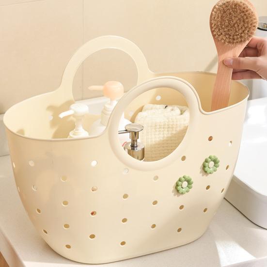 Ручная корзина Портативная сумка-органайзер для душа в ванной комнате с ручками Полая корзина для хранения Сумка для дома Спальни Общежития