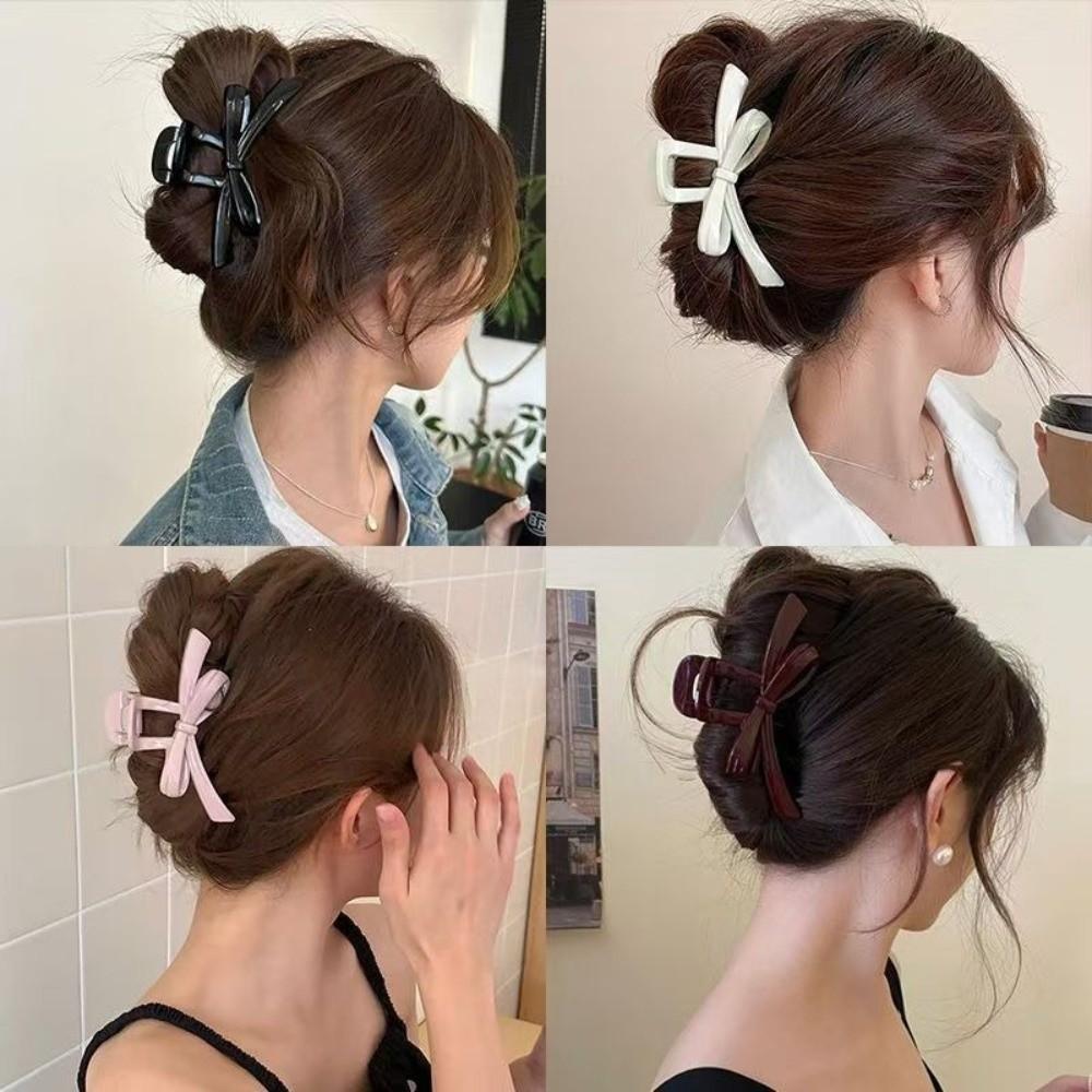 Large Size Hair Claw Clip Solid Bow Barrettes Elagant Hair Clips