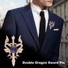 Retro Dragon Blade Brooch Men Animal Rhinestone Lapel Pin Suit Shirt Badge Jewelry Gift Accessories