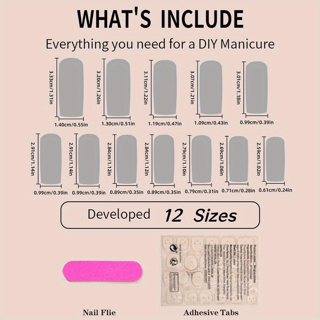 1box/24pcs Glossy Pink Rectangle Artificial Nail, Romantic Press On Nails With 3d Flower, Butterfly, Rhinestone Design, Sweet & Cool